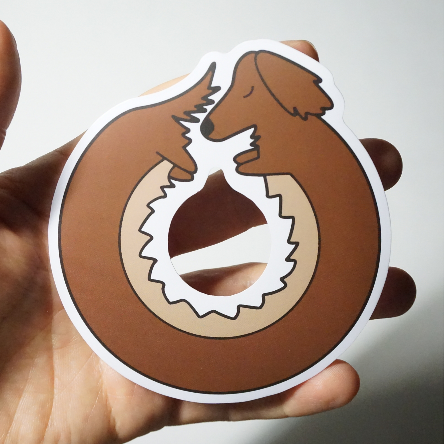 Mocha Long Fur Dachnut Sticker